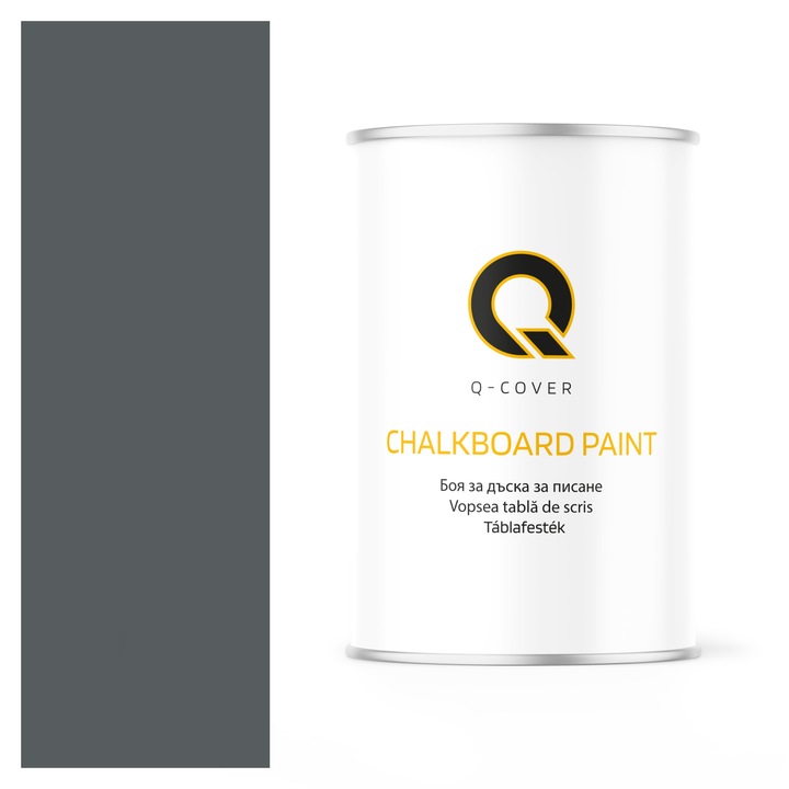 Vopsea pentru tabla de scris, Q-COVER, Gri bazaltic RAL7012, mat, pe baza de apa, pentru interior si exterior, uscare rapida, lavabila, rezistenta la UV, fara substante toxice, fara miros, usor de aplicat, 1L