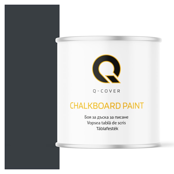Vopsea pentru tabla de scris, Q-COVER, Antracit RAL7016, mat, pe baza de apa, pentru interior si exterior, uscare rapida, lavabila, rezistenta la UV, fara substante toxice, fara miros, usor de aplicat, 2.5L
