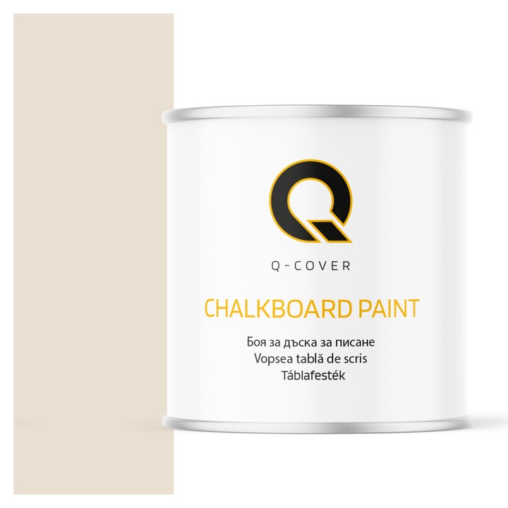 Krétaálló falfesték, Q-COVER, krémszínű RAL9001, matt, vízbázisú, beltéri és kültéri használatra, gyorsan száradó, mosható, UV-álló, nem mérgező, szagtalan, könnyen felhordható, 2,5L
