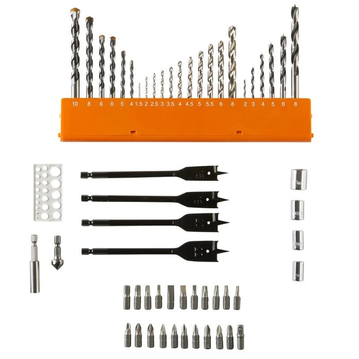 Set 56 burghie, biti si accesorii lemn, metal, zidarie Dexter