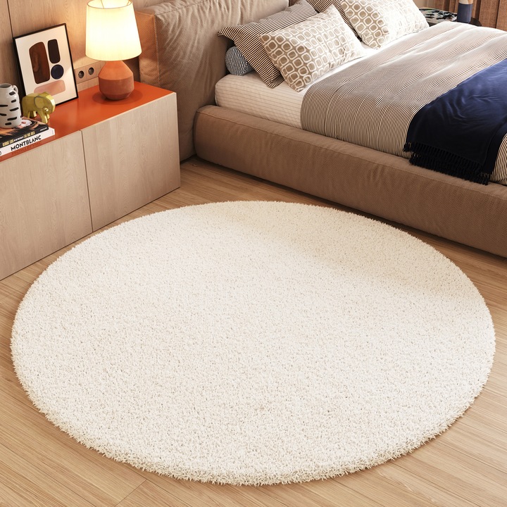 Covor, Tapiso, Essence Round, 120x120 cm, Crem, OEKO-TEX, Inaltime Fir 40 mm, Pentru Living, Dormitor, Rezistent La UV, Rezistent La Pete, Lavabil, Usor de curatat, Rezistent La Intemperii, Impermeabil, Moale La Atingere