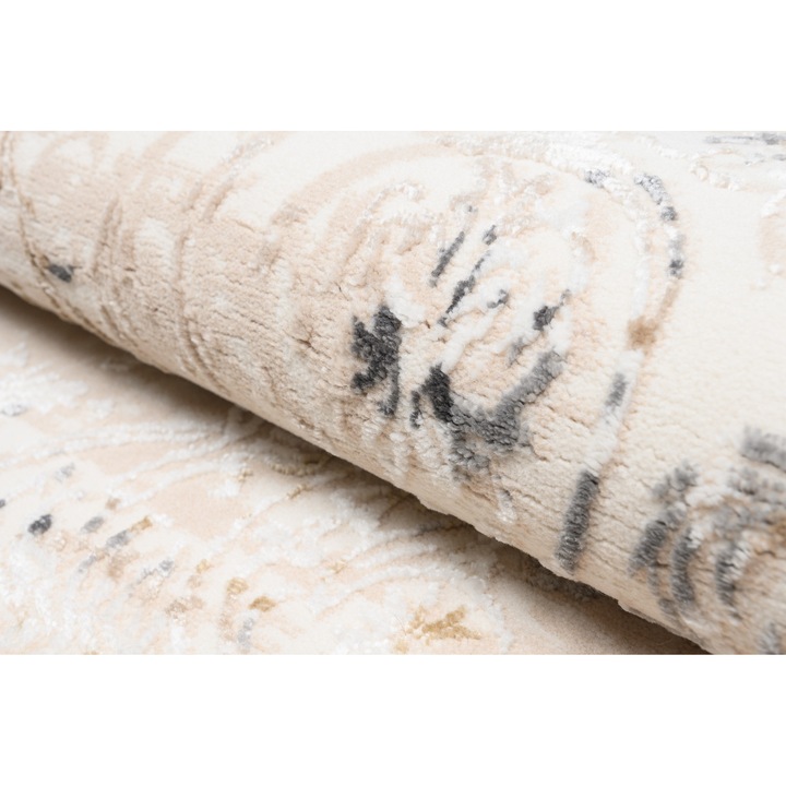 Covor, Tapiso, Hera, 200x140 cm, Crem/Gri, OEKO-TEX, Inaltime Fir 16 mm, Pentru Living, Dormitor, Rezistent La UV, Rezistent La Pete, Lavabil, Usor de curatat, Rezistent La Intemperii, Impermeabil, Moale La Atingere