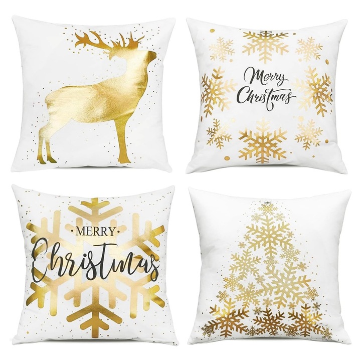 4 Fete de perna decorative Craciun cu modele potrivite pentru decorarea canapelei a dormitorului moi si prietenoase cu pielea, aur