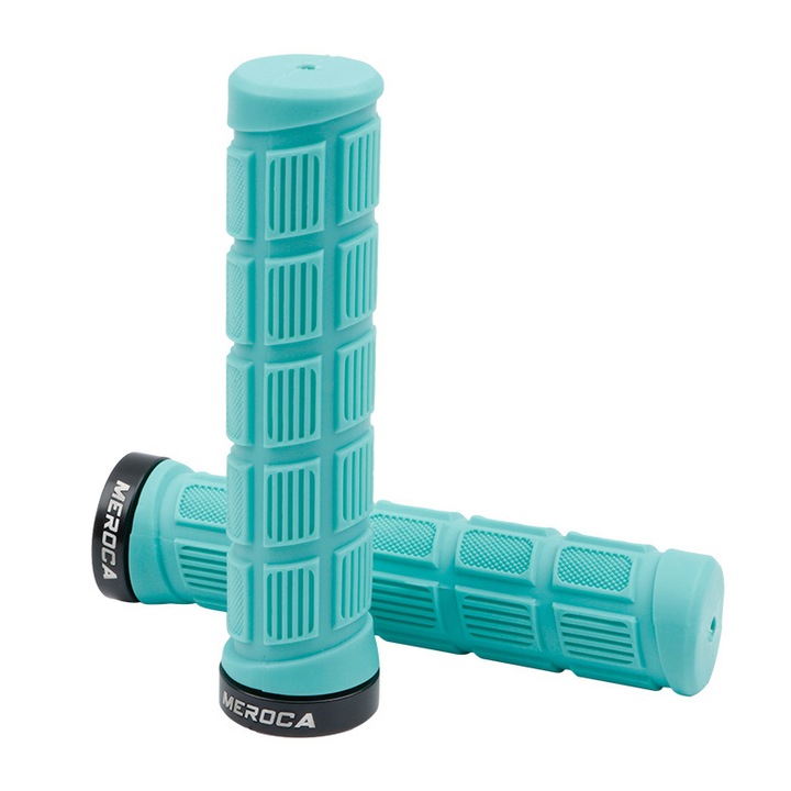 Mansoane bicicleta MEROCA set, 22.2mm, 130mm, usoare, anti-derapante, absorbtie socuri, turcoaz