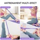 Húzókötél készlet fitnesz sporthoz, Unloshe, 4 csöves fitnesz expander – multifunkcionális kar-, láb- és bokagép, ideális otthoni használatra, lila