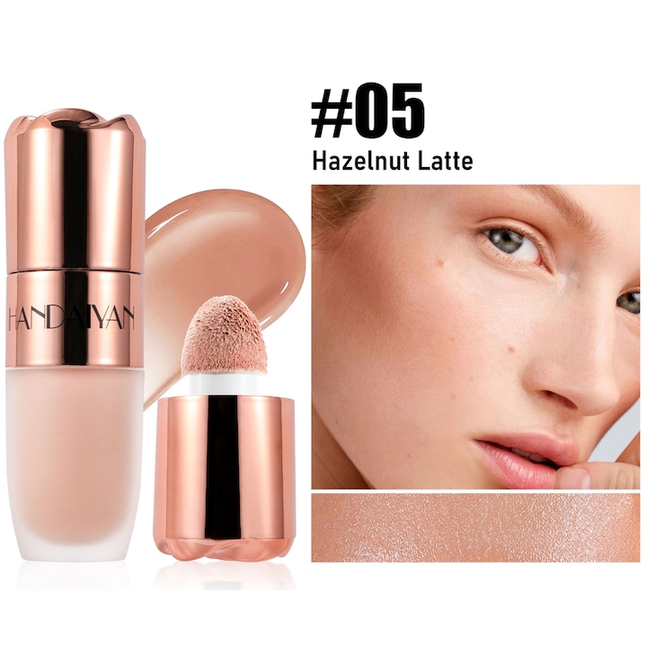 Stick Contur Lichid Handaiyan, Bronzer Cremos cu Rezistenta Indelungata, cu Aplicator Unic Sponga, Conturant Fata, nuanta Hazelnut Latte 05