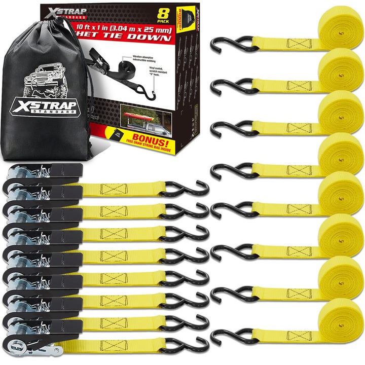 Chingi ancorare XSTRAP STANDARD set 8 buc 2.5x305cm galben 900 lb