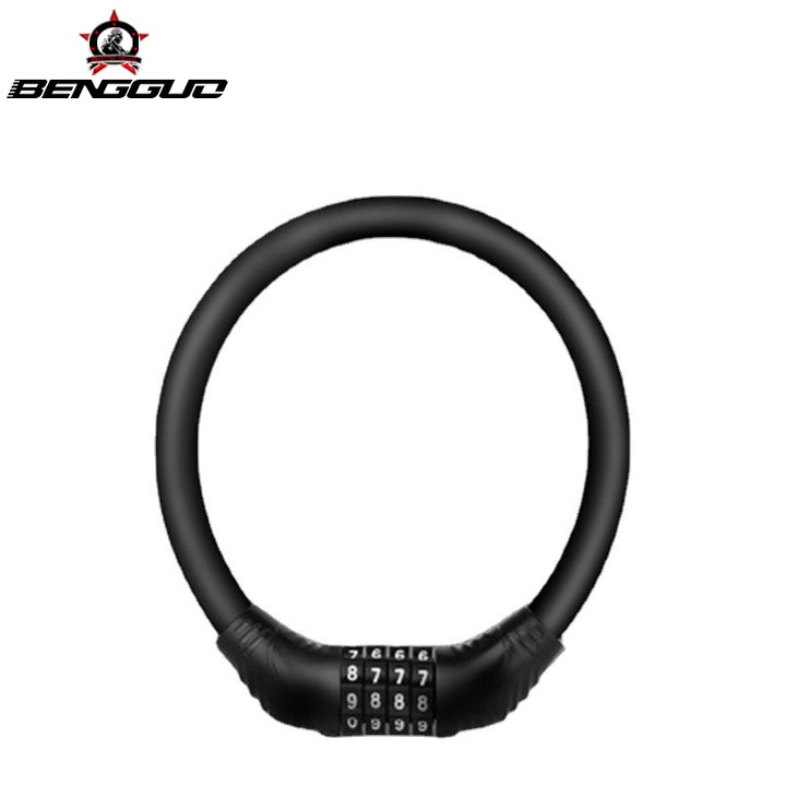 Antifurt bicicleta, 4 cifre, circular, portabil, Bengguo, negru