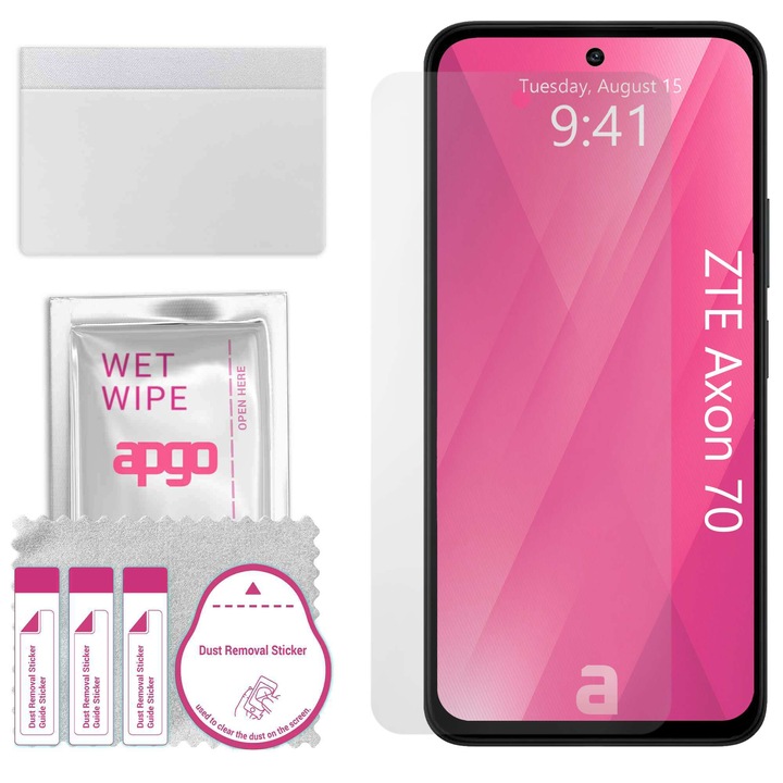 apgo протектор за екран за ZTE Axon 70 – цял дисплей, гланцов, хидрогел, пълно лепене, 5D