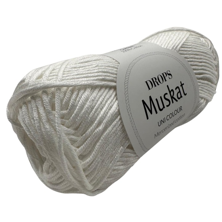DROPS Muskat kötő- és horgolófonal – 100% mercerizált egyiptomi pamut, 50g/100m, gyermekek és babák számára biztonságos (Oeko-Tex tanúsítvánnyal), Fehér