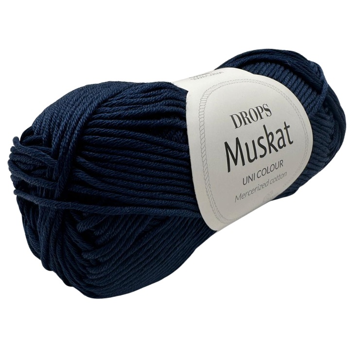 Fir de tricotat DROPS Muskat, 100% bumbac egiptean mercerizat, sigur pentru copii, Bleumarin, 50g/100m