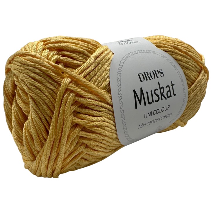 DROPS Muskat kötő- és horgolófonal – 100% mercerizált egyiptomi pamut, 50g/100m, gyermekek és babák számára biztonságos (Oeko-Tex tanúsítvánnyal), Vanília sárga