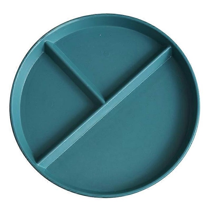 Разделена чиния 23 см, 3 отделения, материал от пшенична слама, тъмнозелена