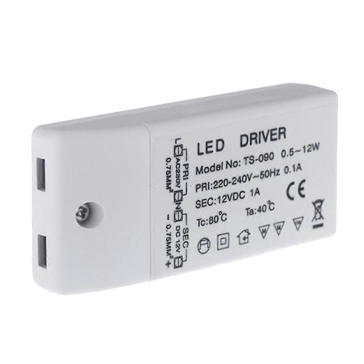 Driver LED 12W 18W, alb, 9.10x4.10x2.00cm