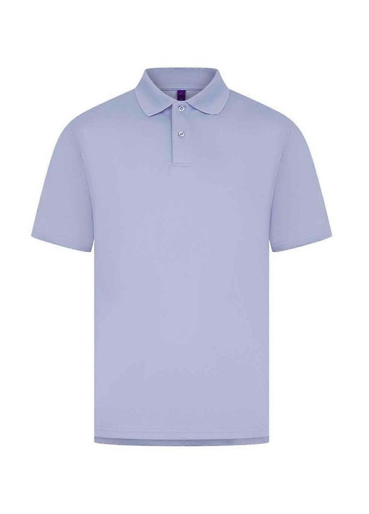 Férfi póló, egyszerű, kötött gallérral, levendula színű, poliészter