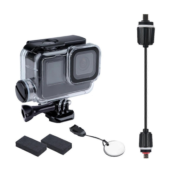 Vízálló töltőtok, GoPro HERO10/HERO9-hez, Polikarbonát, Átlátszó
