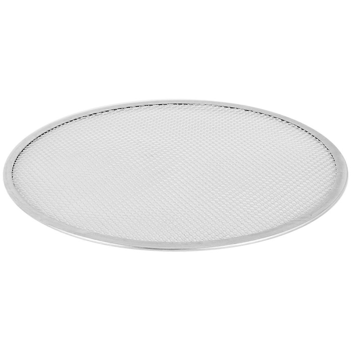 Tava de copt pentru pizza, 14 inch, aluminiu, argintie