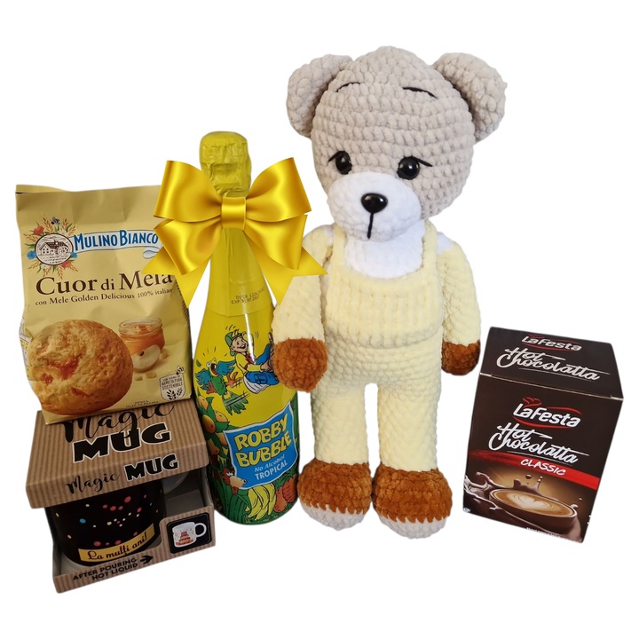 Pachet cadou pentru copii cu jucarie Handmade, Cana magica La Multi ani, 5 produse