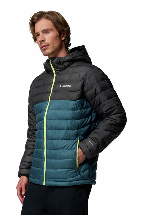 Columbia, Jacheta cu gluga, pentru trekking Powdewr Lite II, Negru/Albastru petrol
