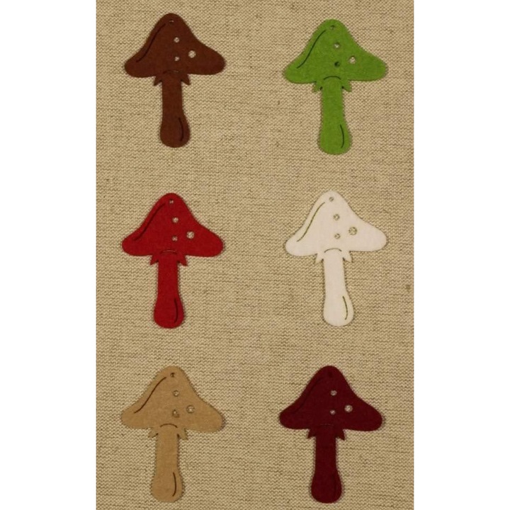 Figurina din fetru - Ciuperca C (6 buc/cutie, diametru aprox.: 6 cm)