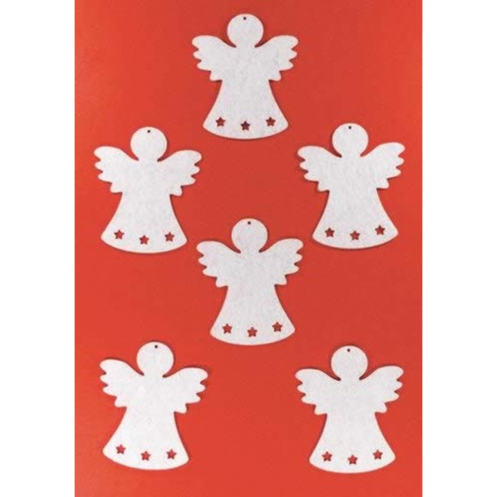 Filcfigura - Angyal csillagos (6 db/cs, átm. kb.: 6 cm)