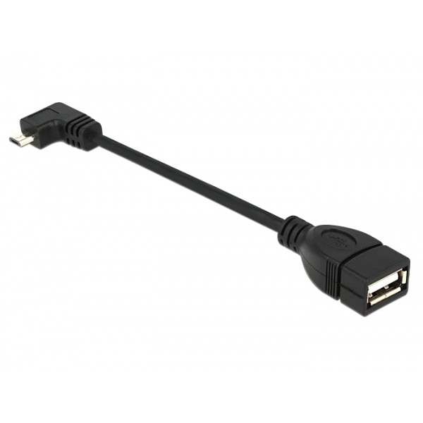 Cablu OTG USB 2.0 A la micro USB B in unghi 11cm, Delock 83104