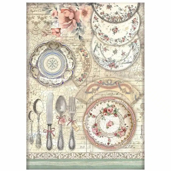 Пакет оризова хартия А4 - Керамични чинии Brocante Antiques - DFSA4856