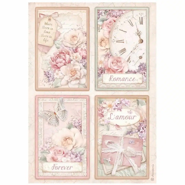 Пакет оризова хартия А4 - Романтика завинаги 4 картички - DFSA4833