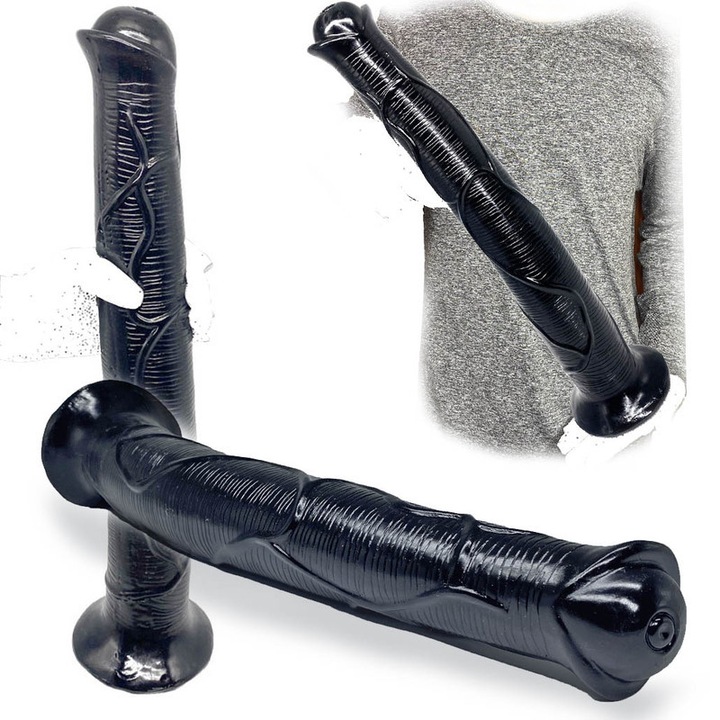 Реалистично дилдо Kaziyi, 43 см дължина, 6.5 см максимален диаметър, мощна вендуза, черно