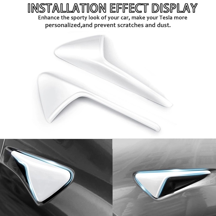 Irányjelző kamera védőhuzatok Tesla Model 3/Y-hoz (2017-2022) – 2 darabos szett – Fehér