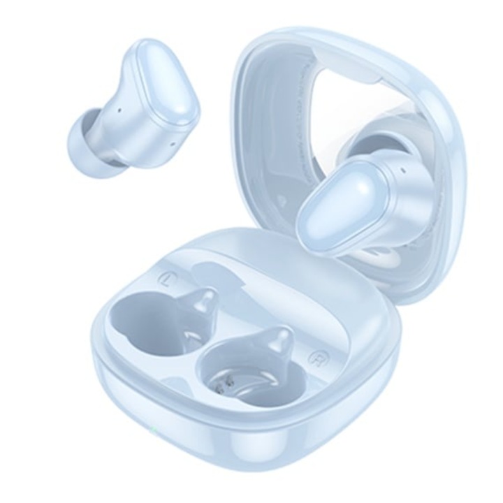 Безжични слушалки Selani Premium Hoco, слушалки тип „пъпки“, BT 5.3, 180 часа в режим на готовност, 400mAh, огледален калъф, Funtrue, син