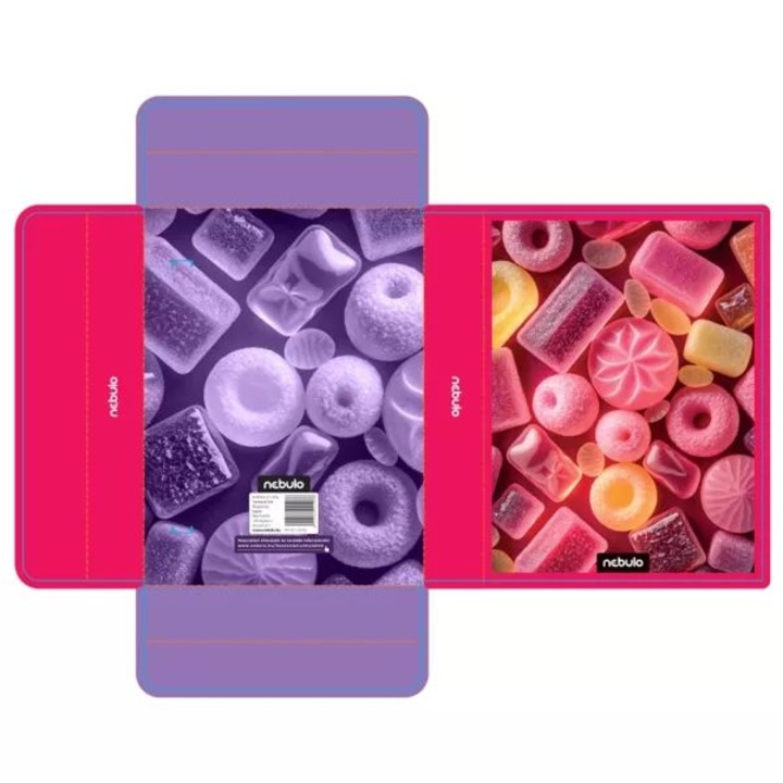 Cutie pentru caiet din carton ondulat cu model de bomboane - A5