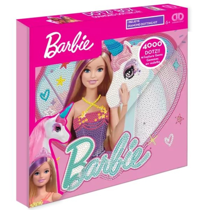 Set creativ cu diamante I believe Barbie, Diamond Dotz, Multicolor, 28x28cm, +6 ani