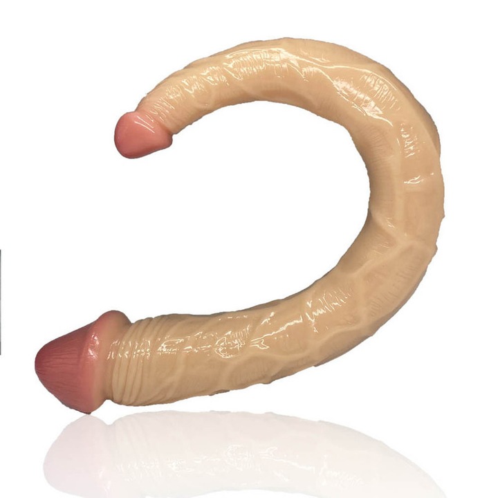 Dupla dildó, Kaziyi, 38cm, rugalmas kialakítás, hüvelyi és anális stimulációhoz