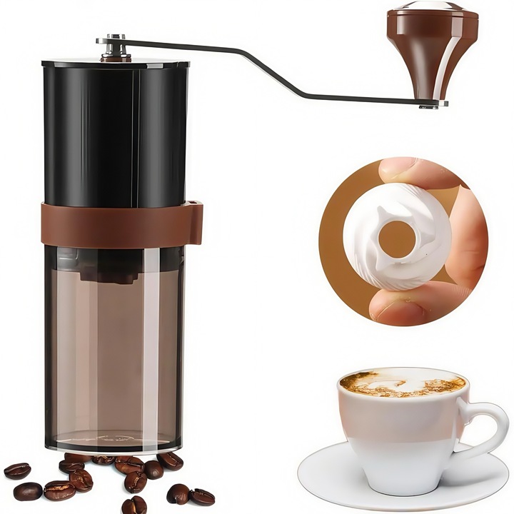 Rasnita De Cafea Manuala, Valuxor®, 40 Setari De Macinare, Capacitate 30g, Negru,0.5 W 30 g