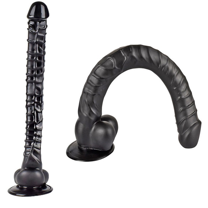 Реалистично дилдо, Kaziyi, 42см дължина, 4.4см диаметър, черно, със силна вендуза, медицински гел