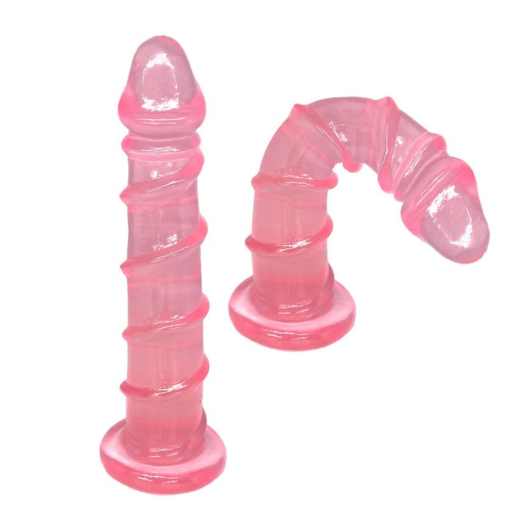 Realisztikus anál dildó, Kaziyi tapadókoronggal, 18 cm, G-pont és hüvelyi stimuláció, rózsaszín, orvosi minőségű gél