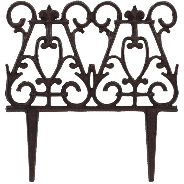 Gardulet Gradina, Esschert Design, Decorativ Si Functional, In Stil Rustic, Rezistent la Intemperii Si UV, Ideal Pentru Delimitarea Straturilor Si Aleilor, Usor De Montat Fara Unelte, Maro Inchis