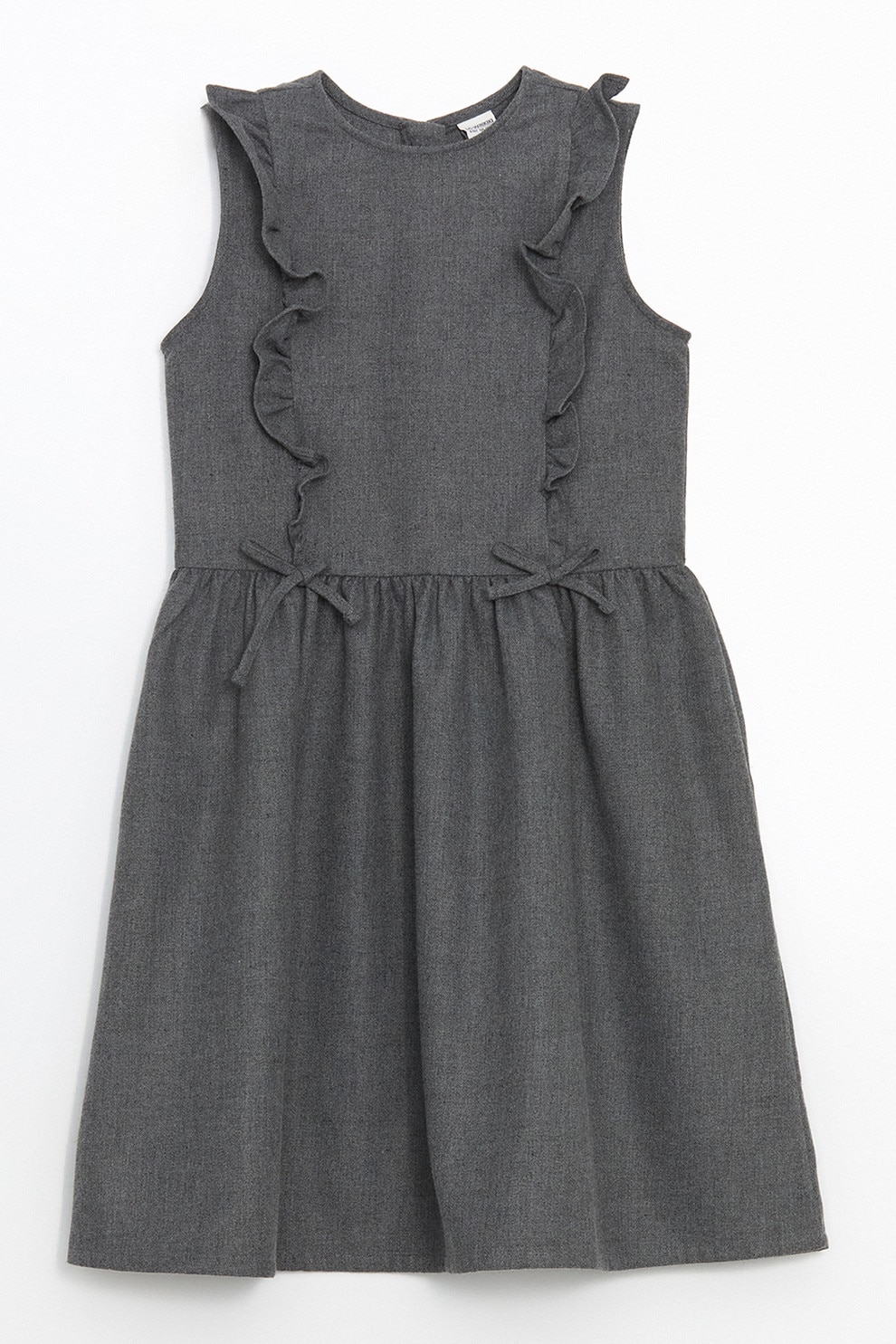 LC WAIKIKI, Rochie cu volane, fara maneci, Gri inchis, 140-146 CM