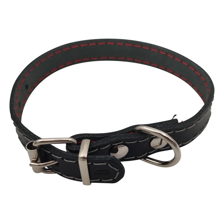 Zgarda Piele Naturala Simpla (Nr.0: 1.4cm x 30 cm) PETRO - Neagra, Produsa Manual, Durabila si Eleganta, pentru Caini Foarte Mici, Pisici si Pui