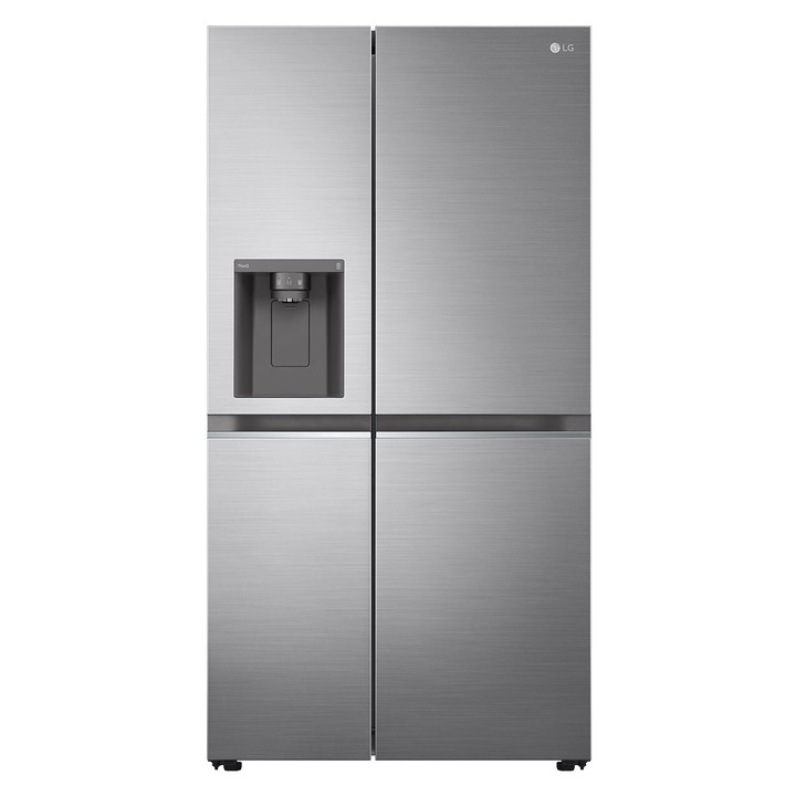Side by Side LG GSLV71PZTD, 635 l, Clasa D, No Frost, NatureFRESH, DoorCooling+, Linear Cooling, WiFi, ThinQ, Compresor Inverter Linear, H 179 cm, Argintiu