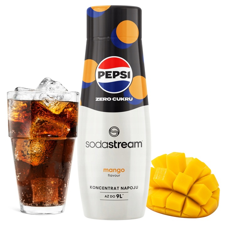 Sirop SodaStream Pepsi Max Mango, 440ml, fără zahăr, dozare pentru 9 litri