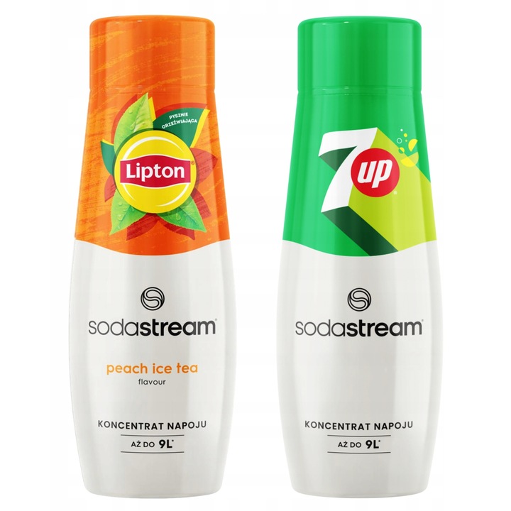 Set sirop SodaStream Lipton Ice Tea Piersici + 7UP, 0.88l, multicolor