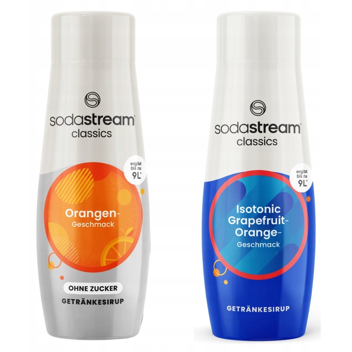 Set sirop SodaStream Orange Zero fără zahăr și Isotonic Grapefruit, 0.88 l