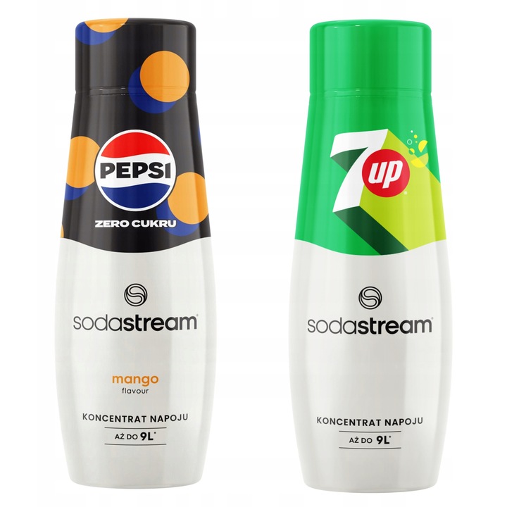 Set de siropuri, Sodastream, Pepsi Max Mango fara zahar + 7Up, 440ml, 0.88l