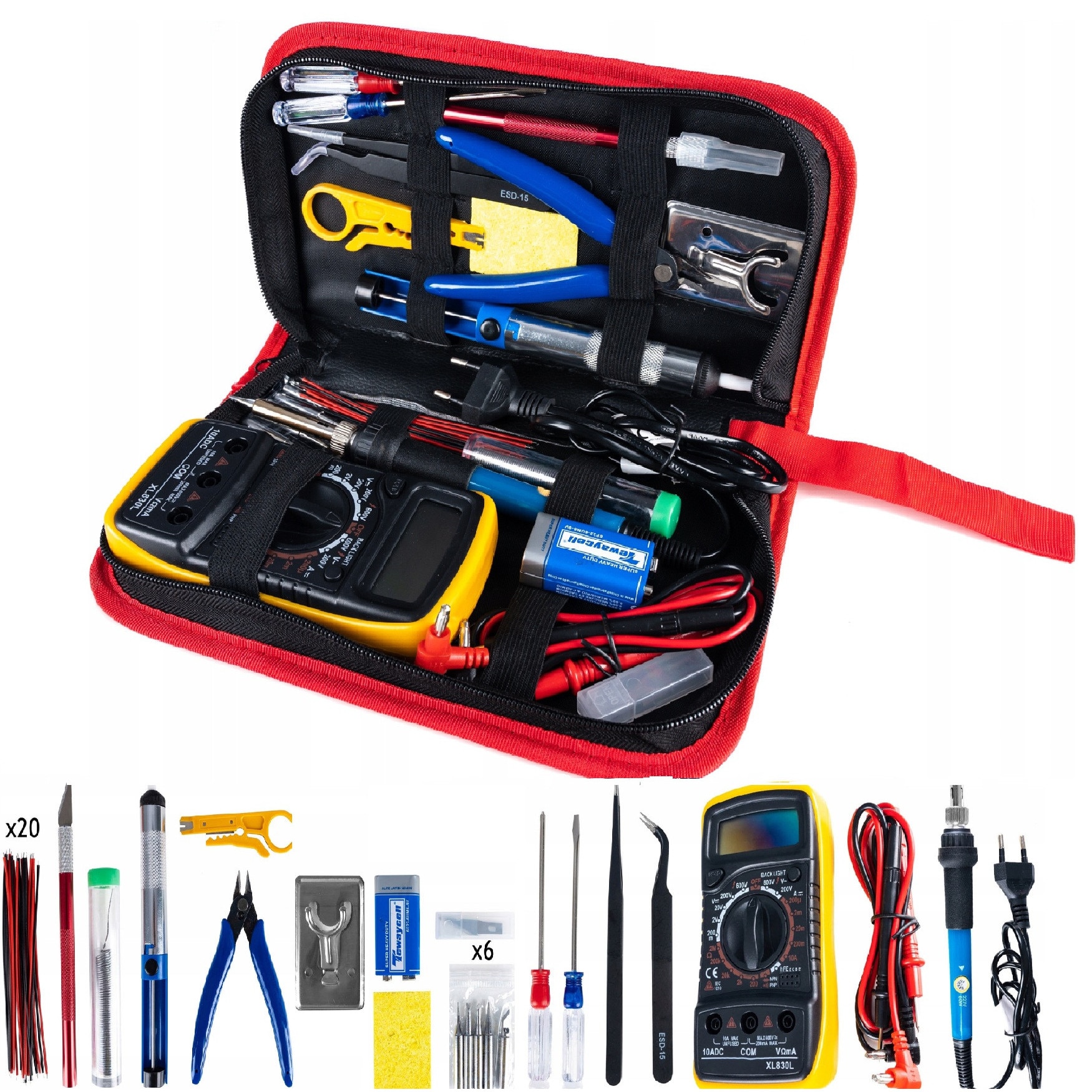 トップス amerge folleta 3piece set up Kit pistol de lipit cu precizie si multimetru digital, Zola
