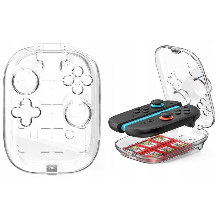 Husă protecție set Joy-Con + jocuri, Jys, model JYS-NS2311, transparentă, 8,5x11cm