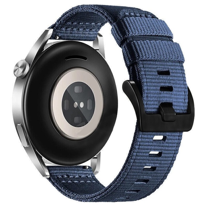 Каишка за смарт часовник Huawei Watch GT 4 (46 мм) / Huawei Watch GT 3 (42 мм) / GT 3 Pro (43 мм) - Бързо закрепване, изработено от текстилен материал - ширина 20 мм - Синя
