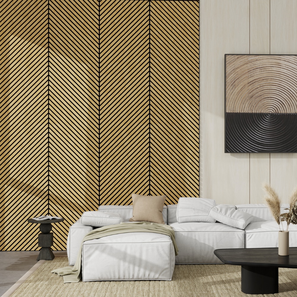 Panou Decorativ V-Line, 2 panouri MDF cu furnir natural, Stejar