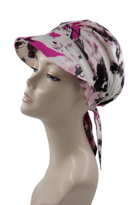 Turban Esarfa Cleo C/22 negru-roz cu viziera oncologica dupa chimioterapie